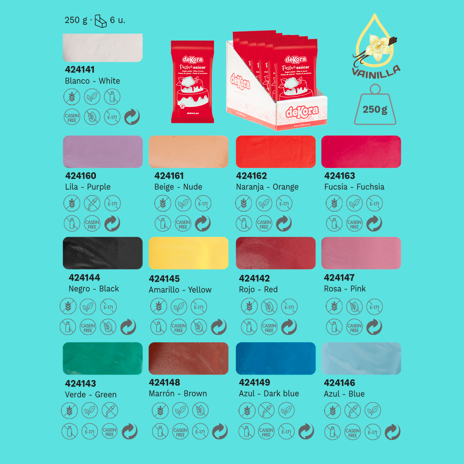 PÂTE DE SUCRE/FONDANT ROUGE 250 GR