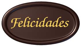 "ÉCRITEAU OVALE EN CHOCOLAT ""FELICIDADES"" CHOCOLATE OVAL PLAQUE ""FELICIDADES"" 46X26MM"