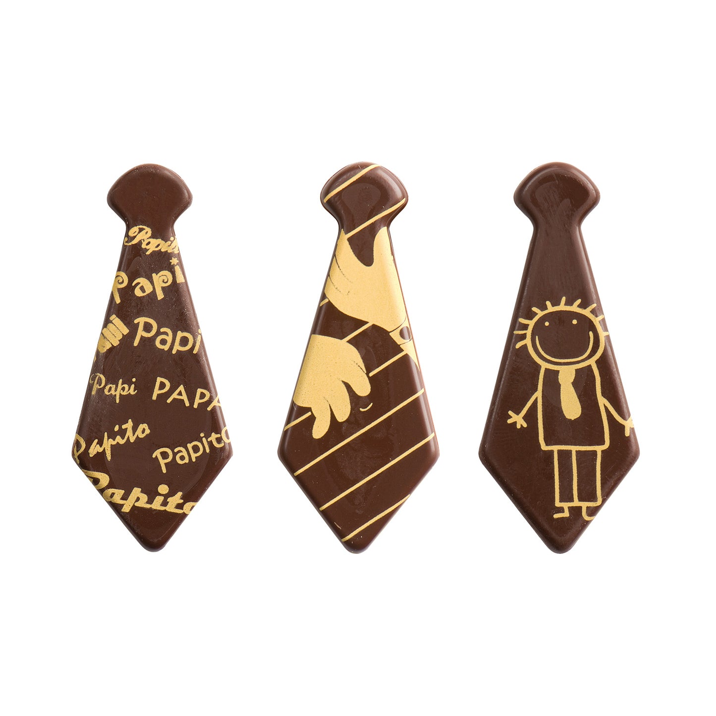 DARK CHOCOLATE TIE DECORATIONS FATHER'S DAY 3 ASSTD. DESIGNS 56 x 23 MM