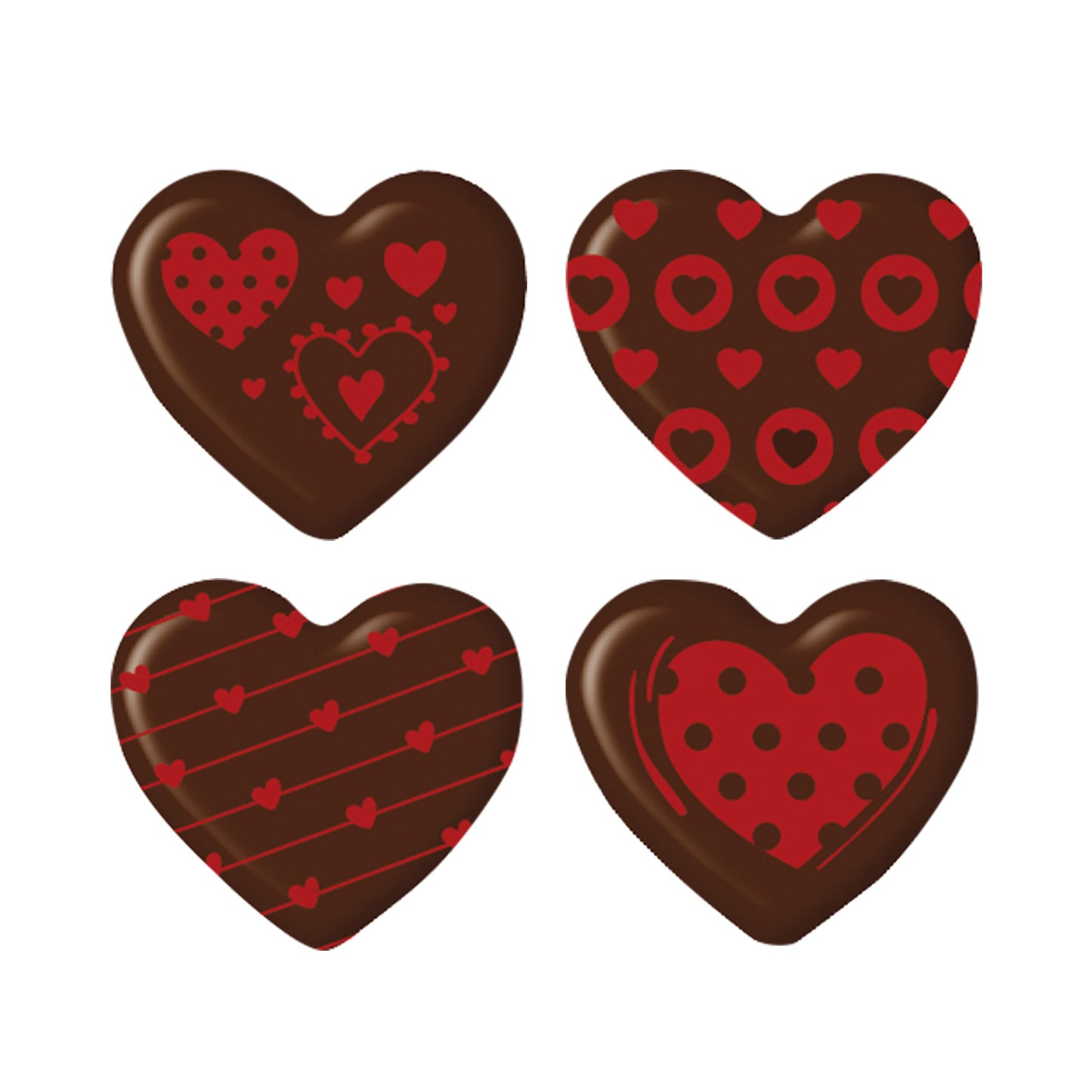 DÉCORATION CHOCOLAT COEURS ASSORTIS 30X27MM