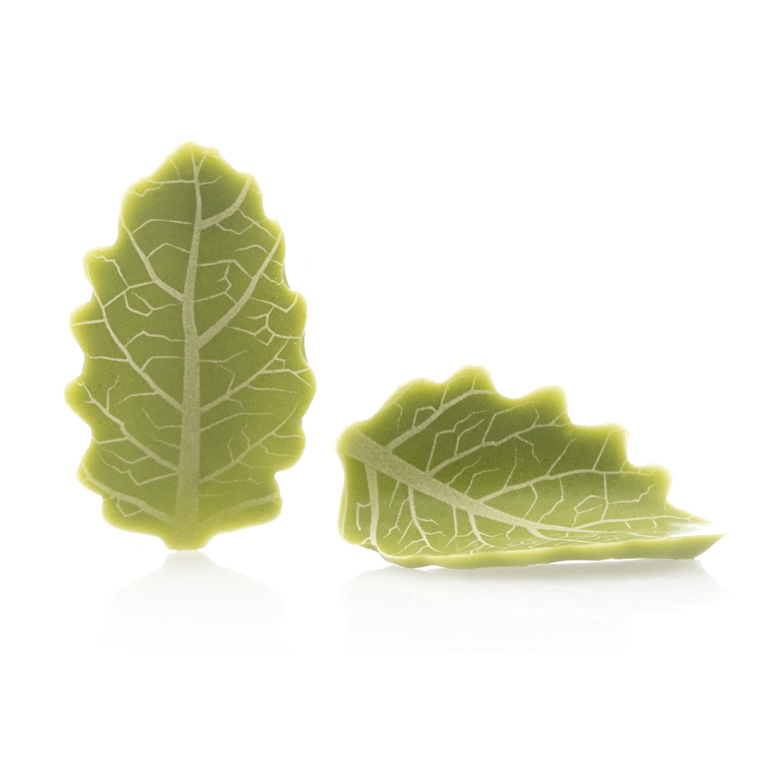 FEUILLE VERTE COURBÉE CHOCOLAT BLANC 33X19MM