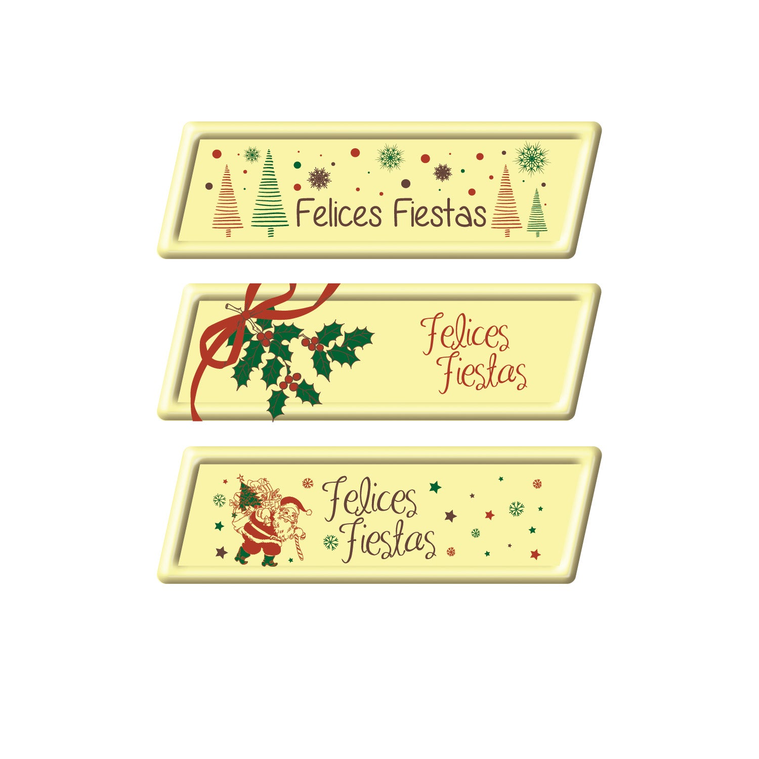 CHOCOLAT BLANC NOËL FELICES FIESTAS 70X23MM