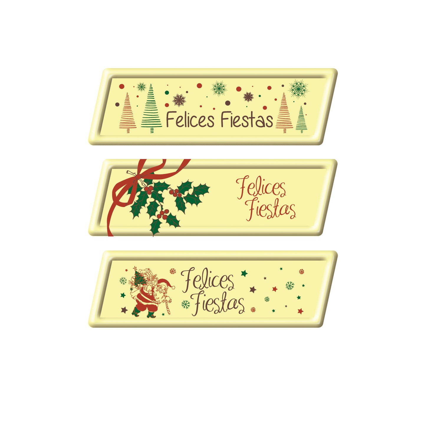 CHOCOLAT BLANC NOËL FELICES FIESTAS 70X23MM