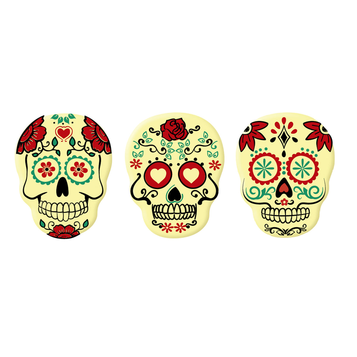 DECORACION CHOCO BLANCO SURTIDO CALAVERAS 3 MODELOS 120 UDS
