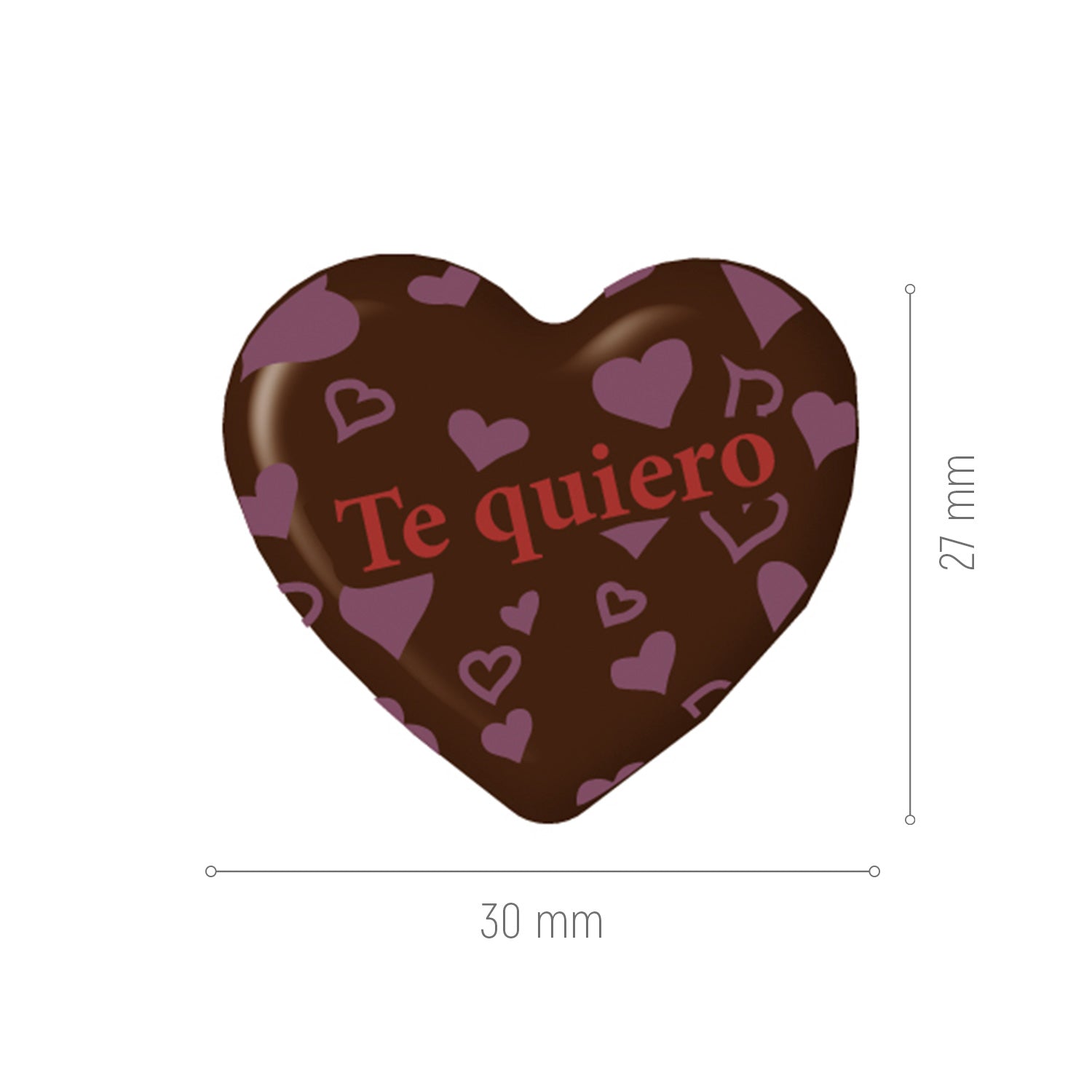 CORAÇÃO DE CHOCOLATE PRETO DOS NAMORADOS 30X27MM