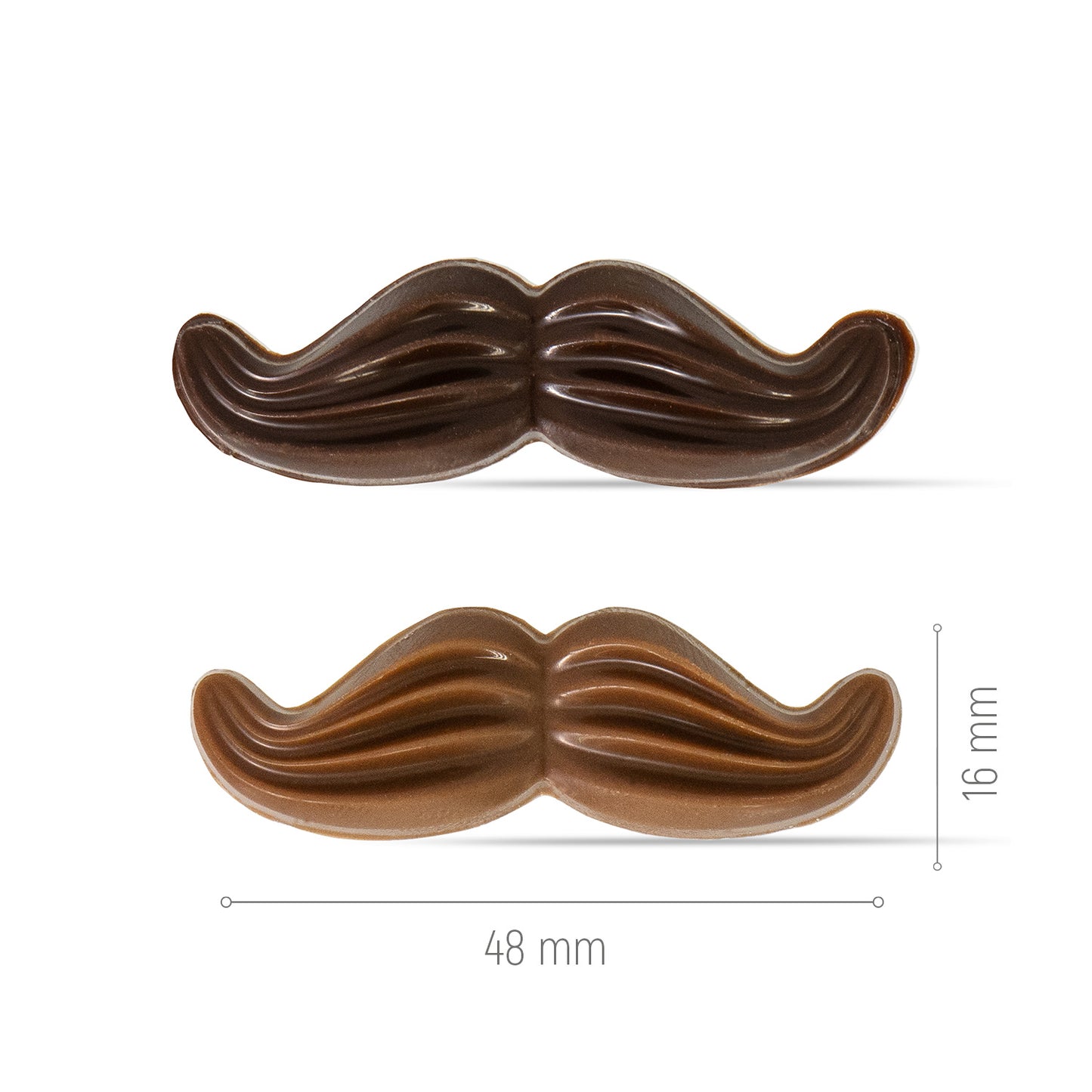 BIGODES DE CHOCOLATE ESCURO E DE LEITE VARIADOS 48X16MM