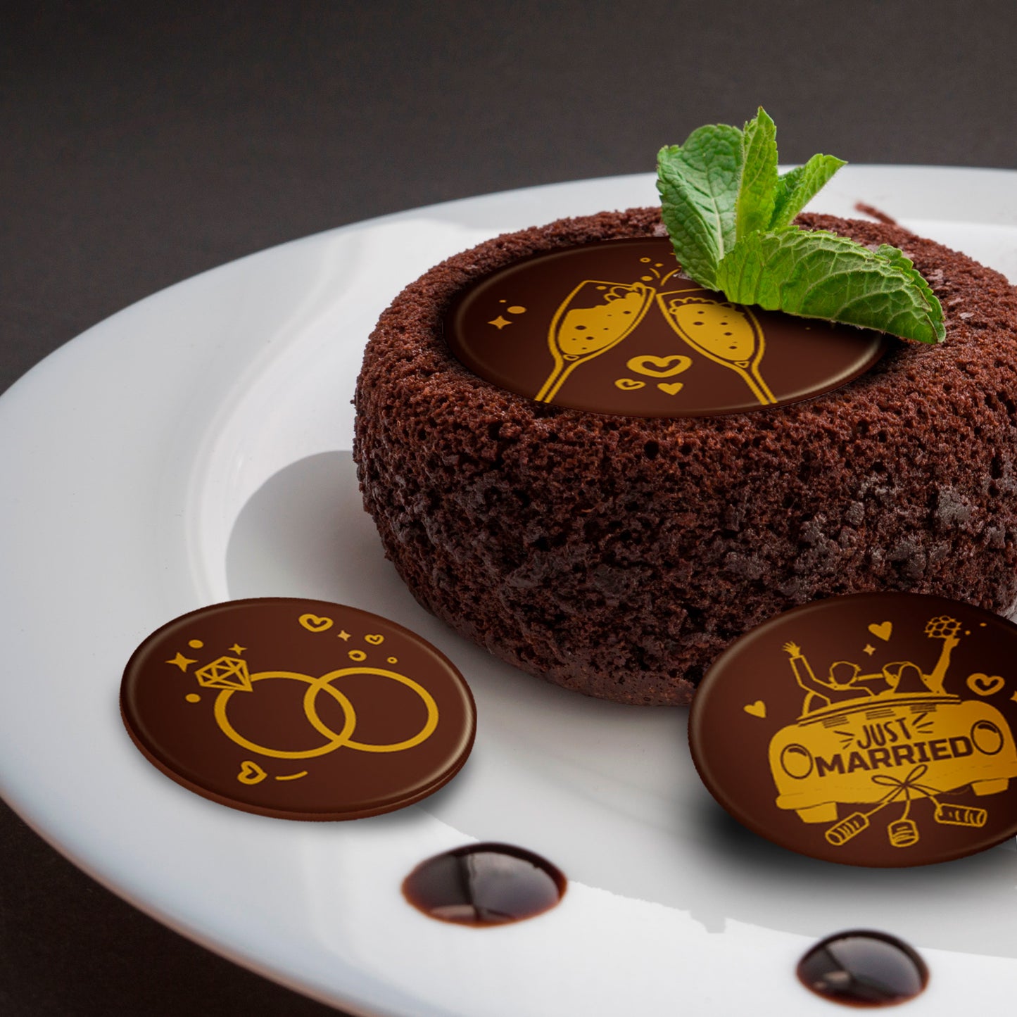 DÉCOR CHOCOLAT NOIR ASSORTI MARIAGE Ø 30MM