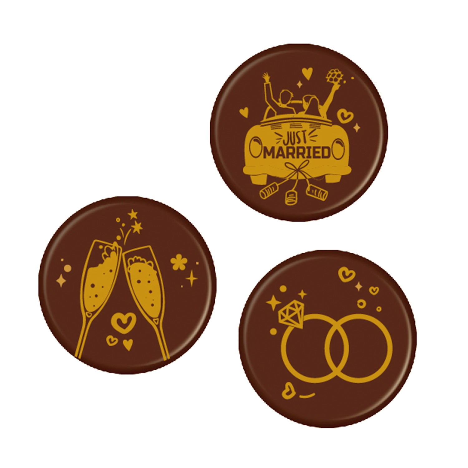 WEDDING ASSORTED DARK CHOCOLATE DECORATION Ø 30MM
