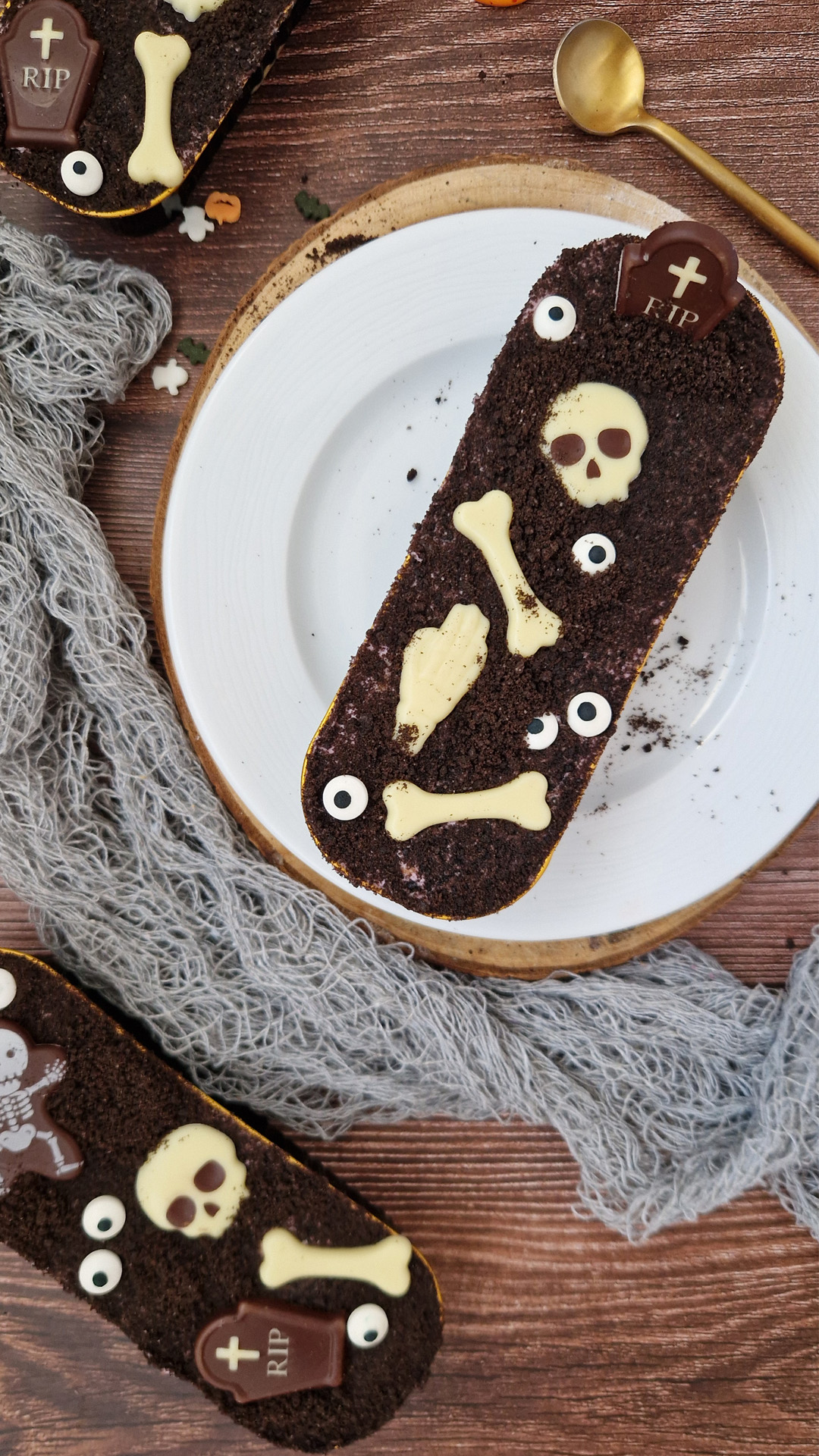 DECORACION CHOCOLATE NEGRO ESQUELETO HALLOWEEN 72 UDS