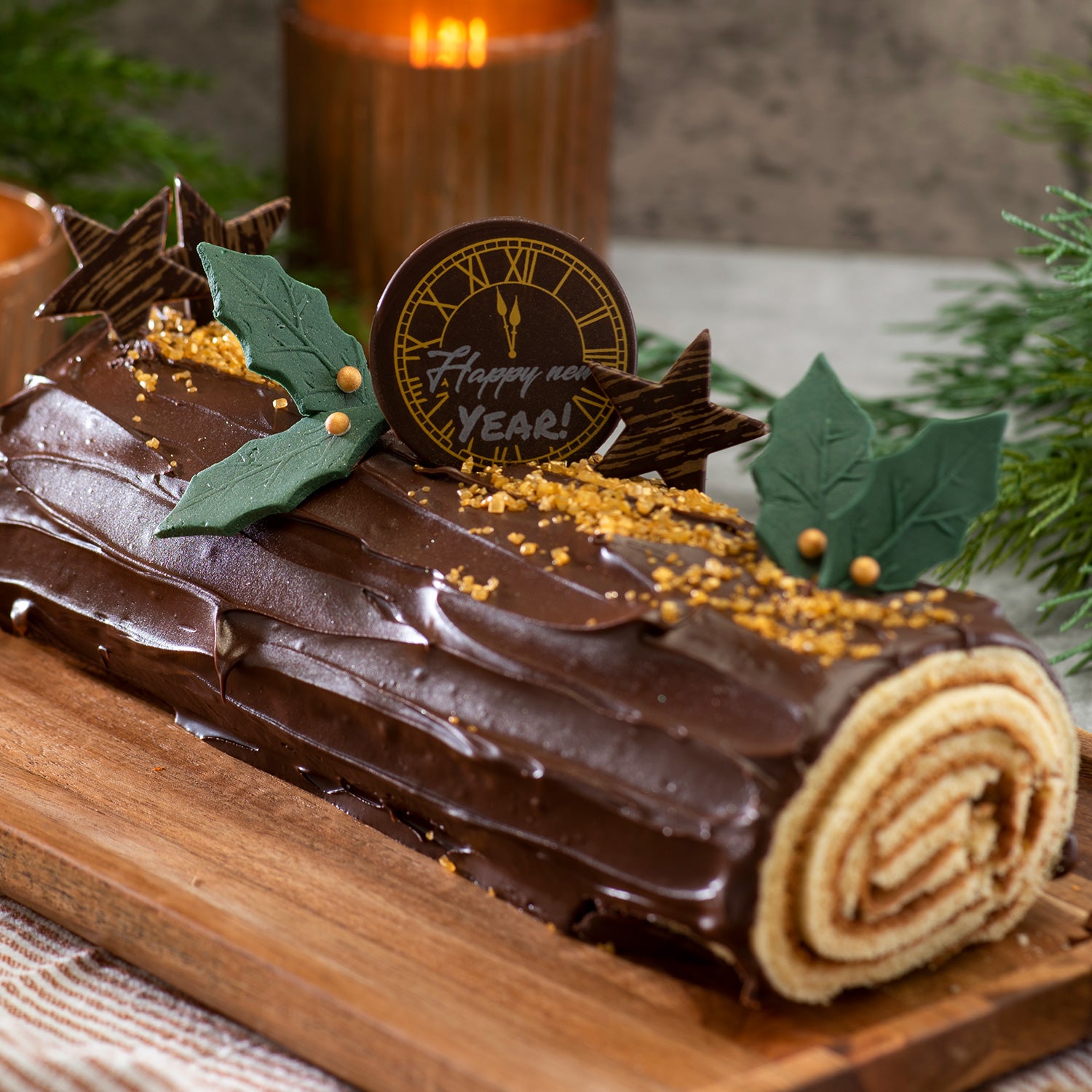 MONTRE CHOCOLAT NOIR HAPPY NEW YEAR Ø 50MM