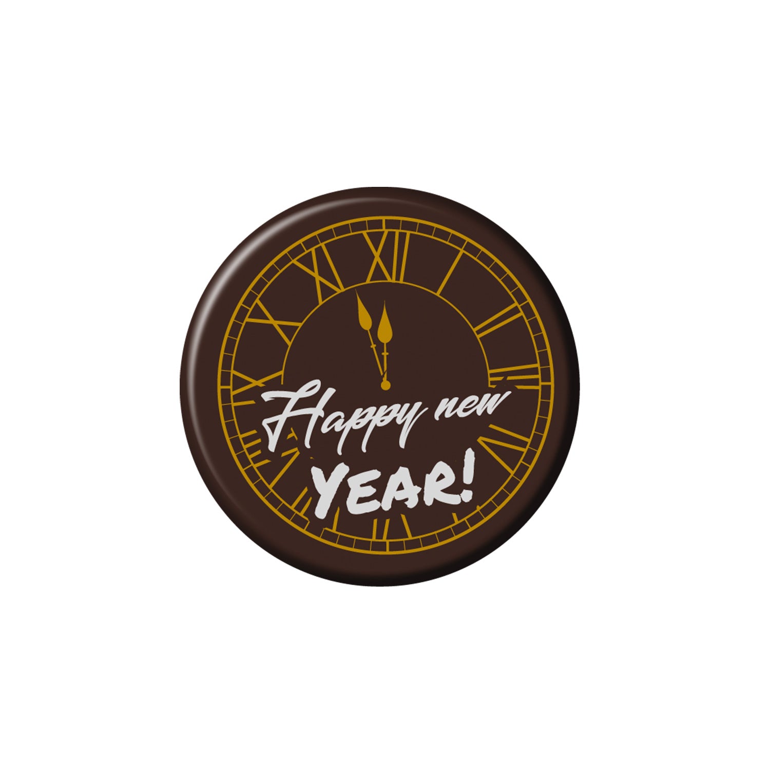 RELOJ CHOCOLATE NEGRO  HAPPY NEW YEAR Ø 50MM