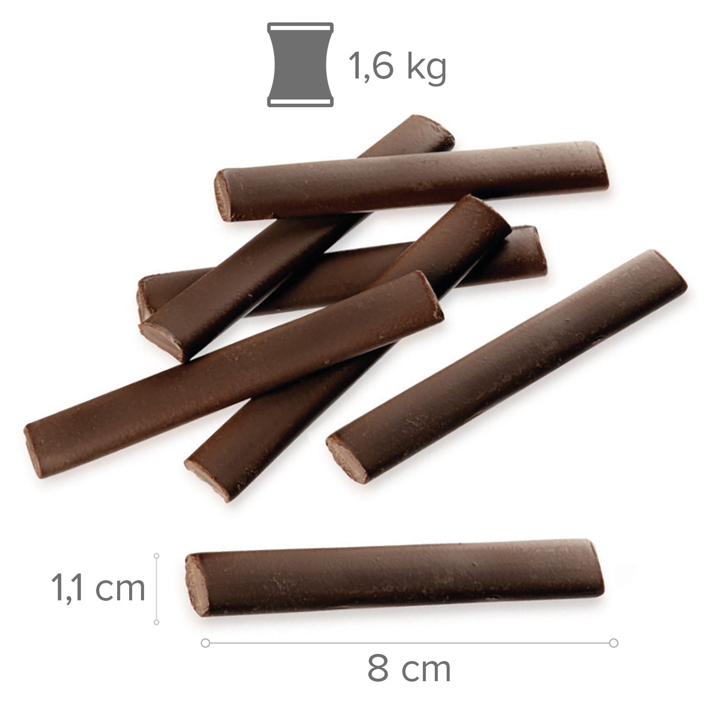 BÂTON DE CHOCOLAT 44% 80X11MM - 1,6 KG - IDÉAL POUR LA PÂTIS