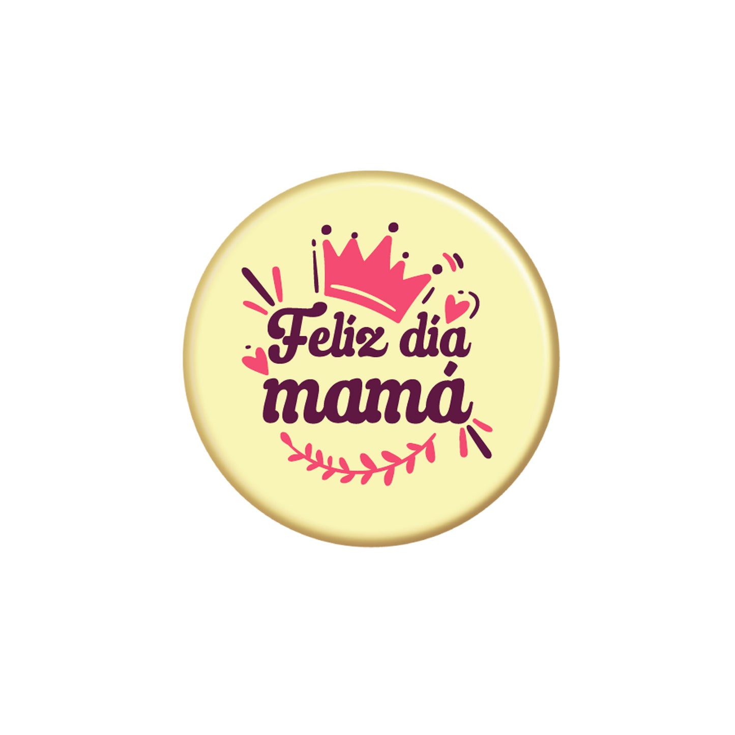 DISCO DE CHOCOLATE BRANCO FELIZ DÍA MAMÁ Ø 39MM