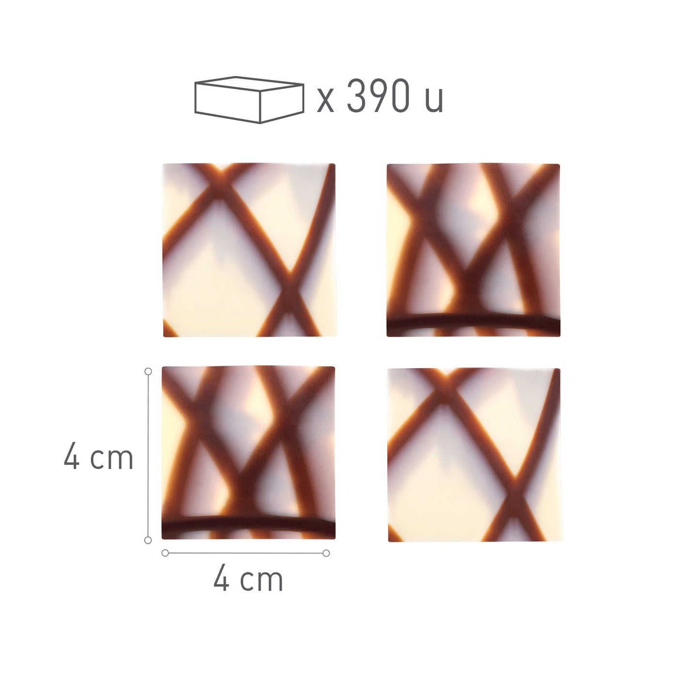 CARRÉ EN MARBRE CHOCOLAT BLANC 40X40MM