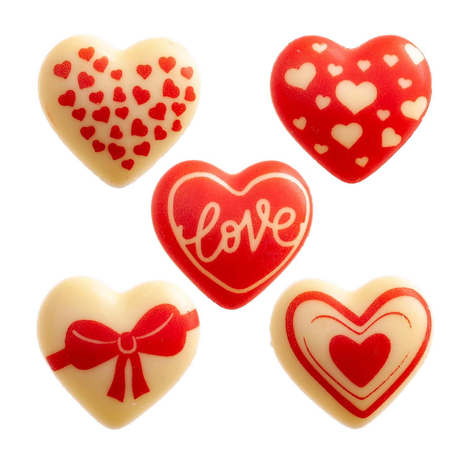 COEURS EN CHOCOLAT BLANC ASSORTIMENT 33X31MM