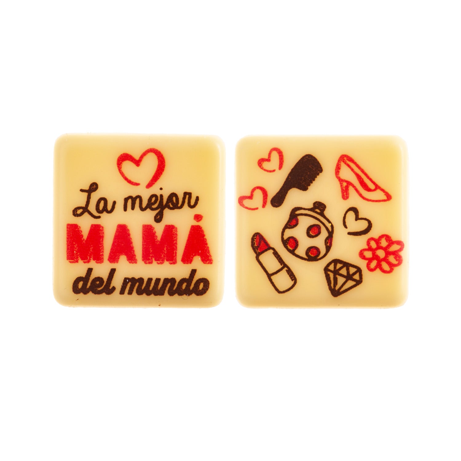 VARIEDADE MÃE CHOCOLATE BRANCO PRATO QUADRADO 25X25MM