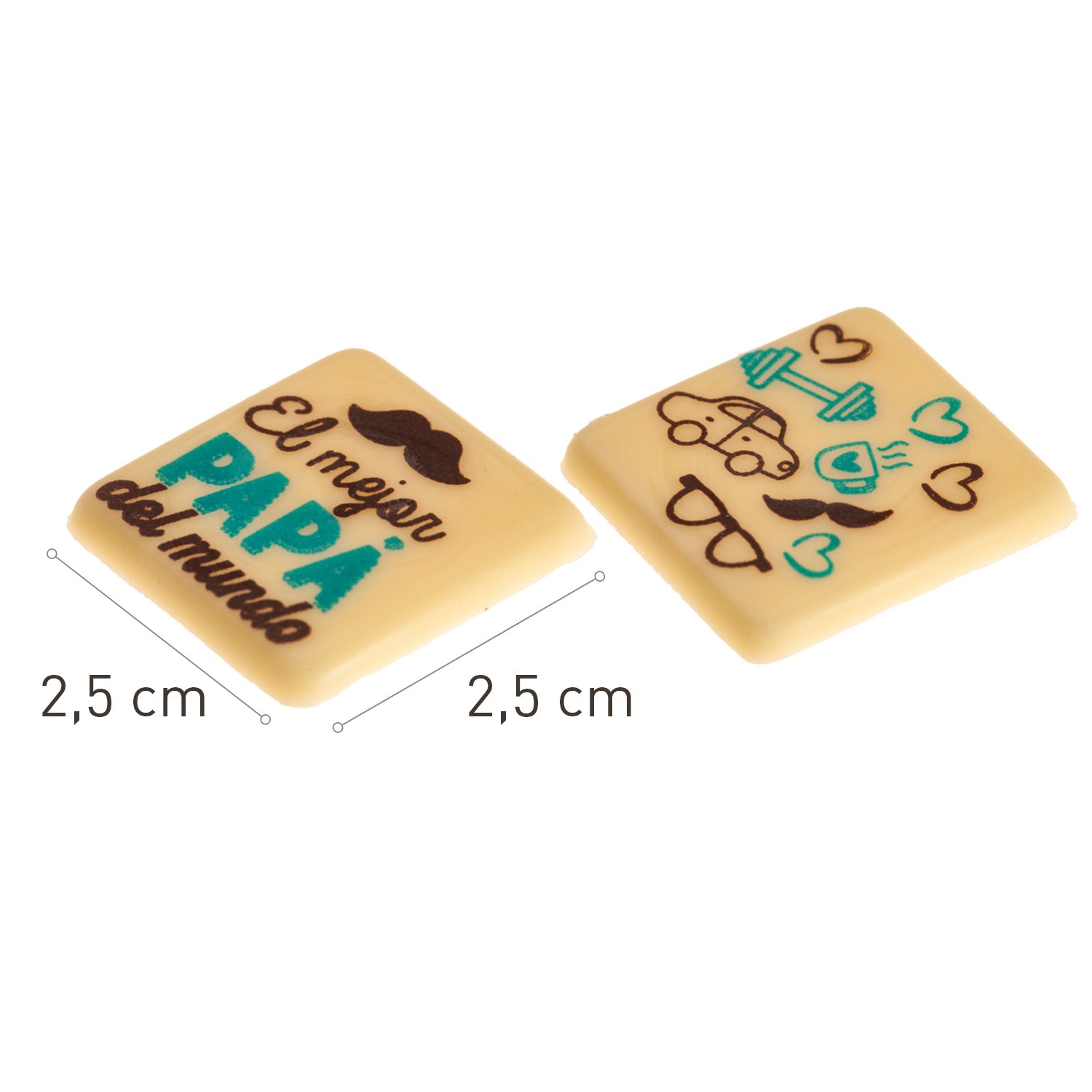 VARIEDADE PAI CHOCOLATE BRANCO PRATO QUADRADO 25X25MM