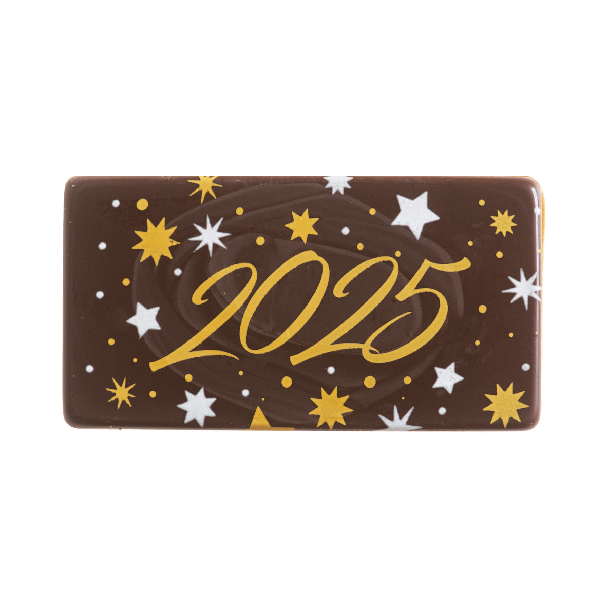 DECORACIÓN DE CHOCOLATE PLACA NAVIDAD 2025 54X29MM
