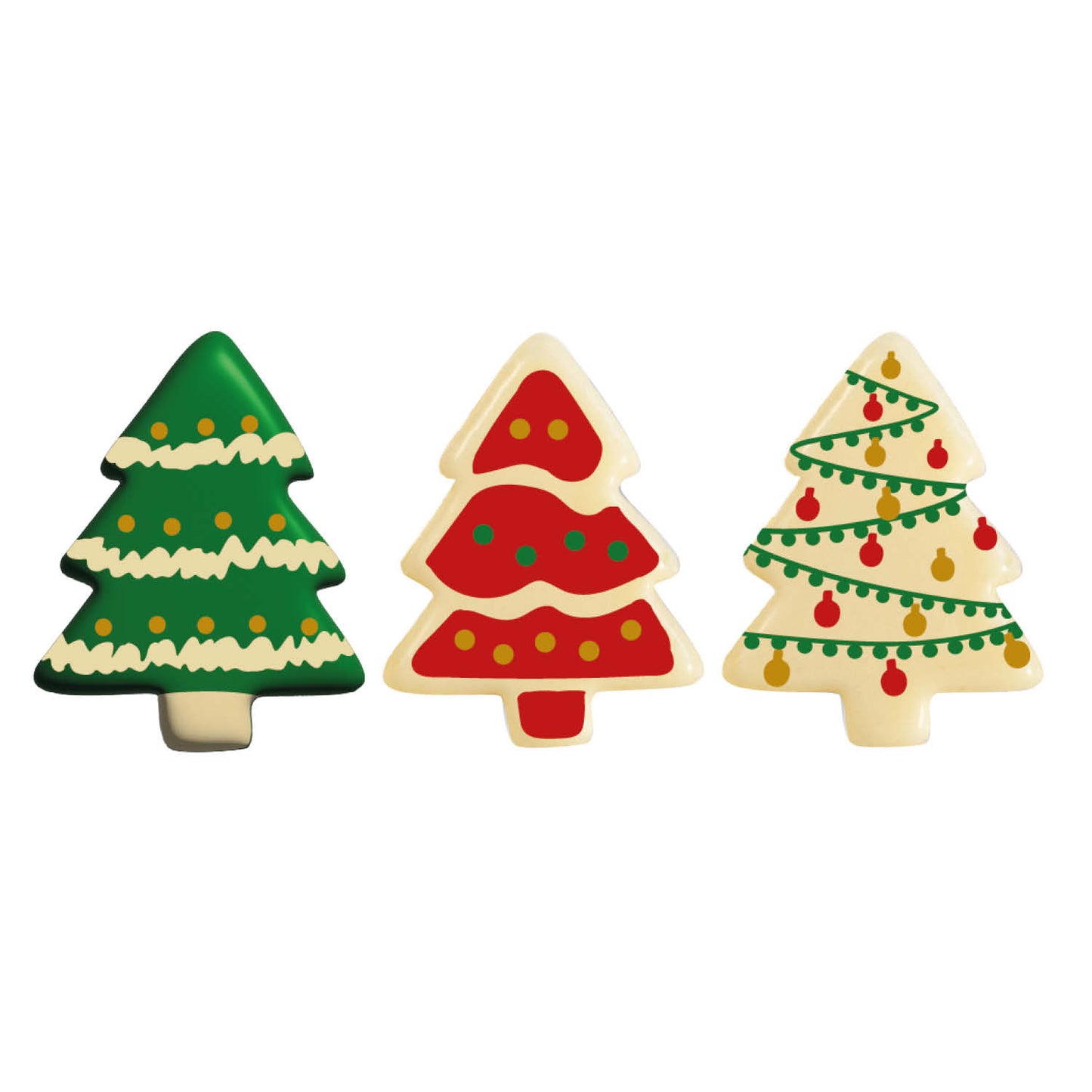 DECORAÇÃO SORTIDA BRANCO CHOCO ÁRVORES DE NATAL 34X27MM
