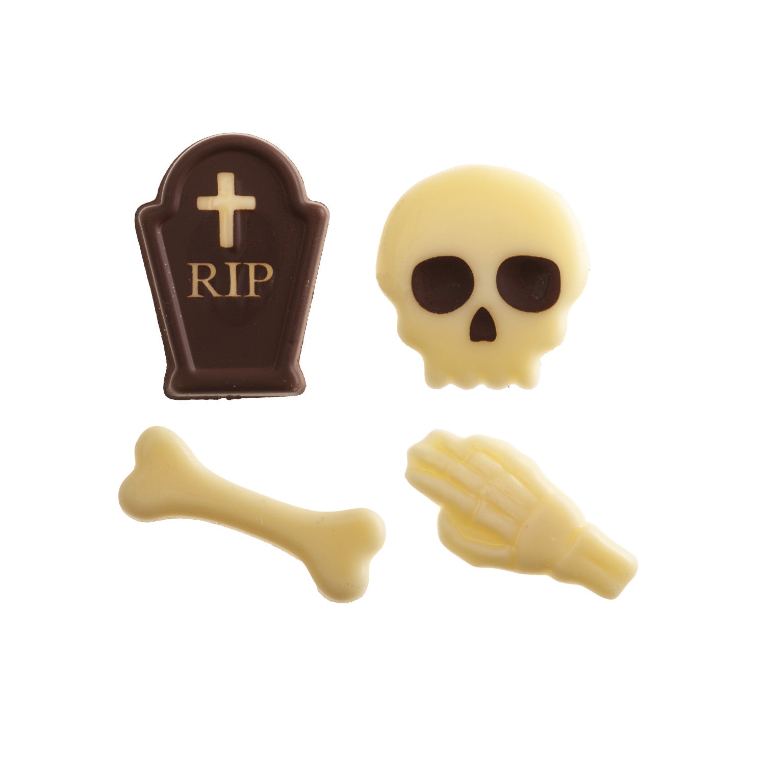 VARIEDADE DE HALLOWEEN DE CRÂNIO E OSSOS DE CHOCO BRANCO