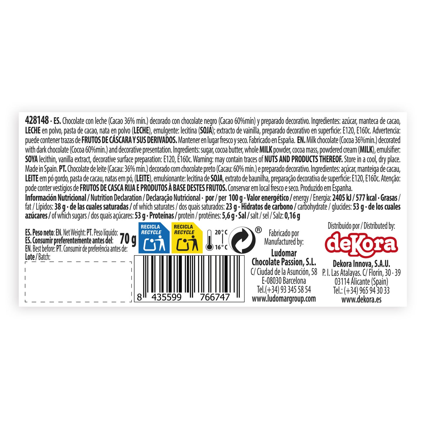 PEINTURE POUR ONGLES DÉCORATION CHOCOLAT AU LAIT 72X20MM