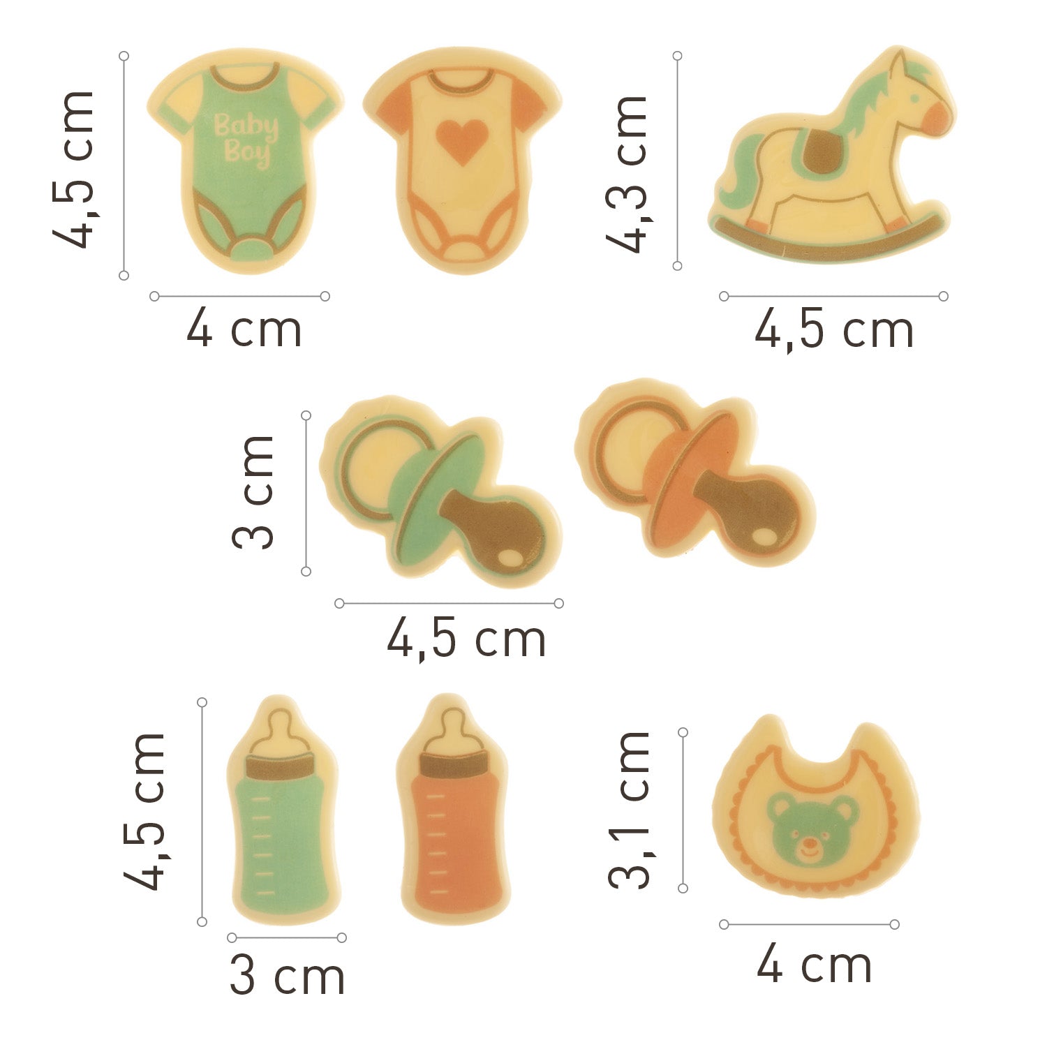 SURTIDO BABY SHOWER CHOCOLATE BLANCO 45MM