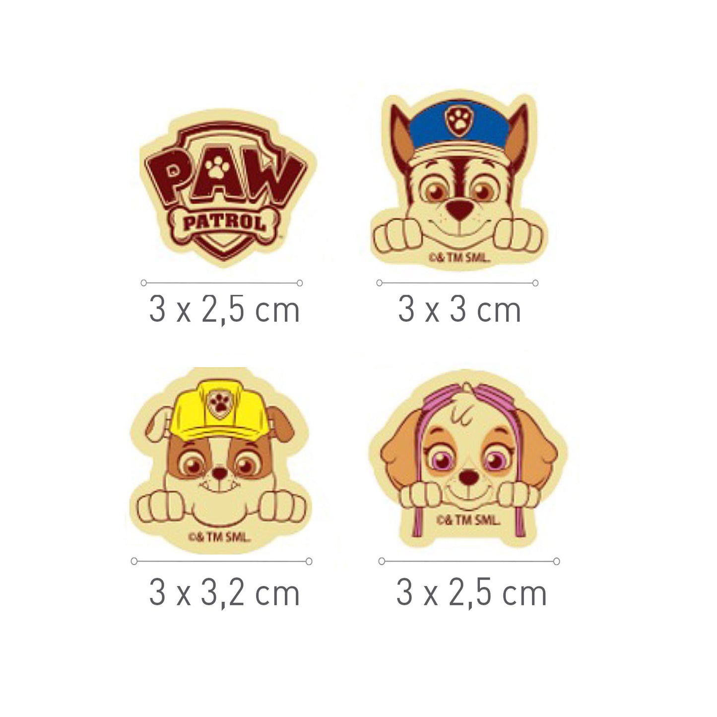ASSORTED PAW PATROL WHITE CHOCOLATE 27,5X31MM