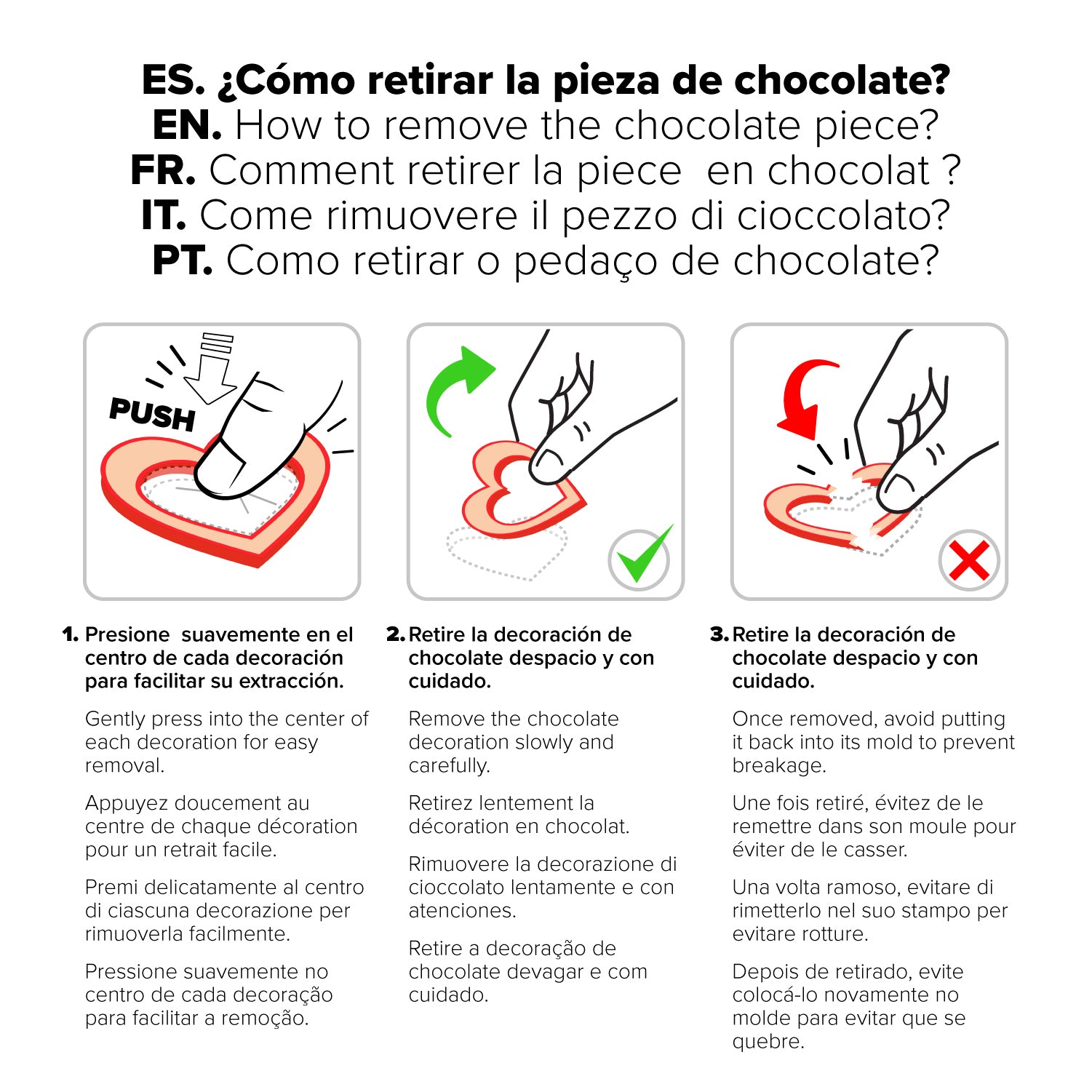 CORAÇÕES DE CHOCOLATE BRANCO SORTIDOS 37-53MM