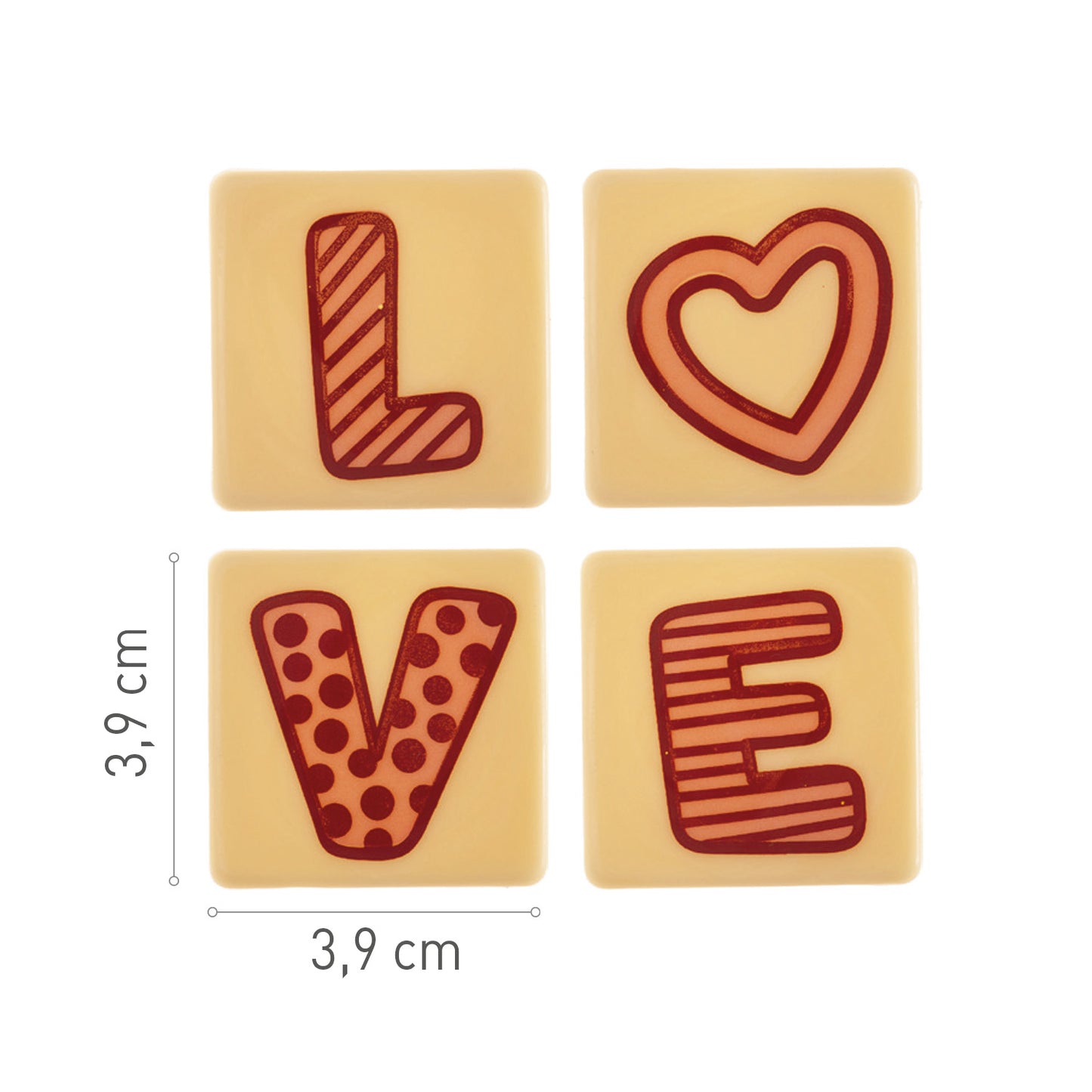 PRATO QUADRADO SV SORTIDO CHOCO BRANCO AMOR 39X39MM
