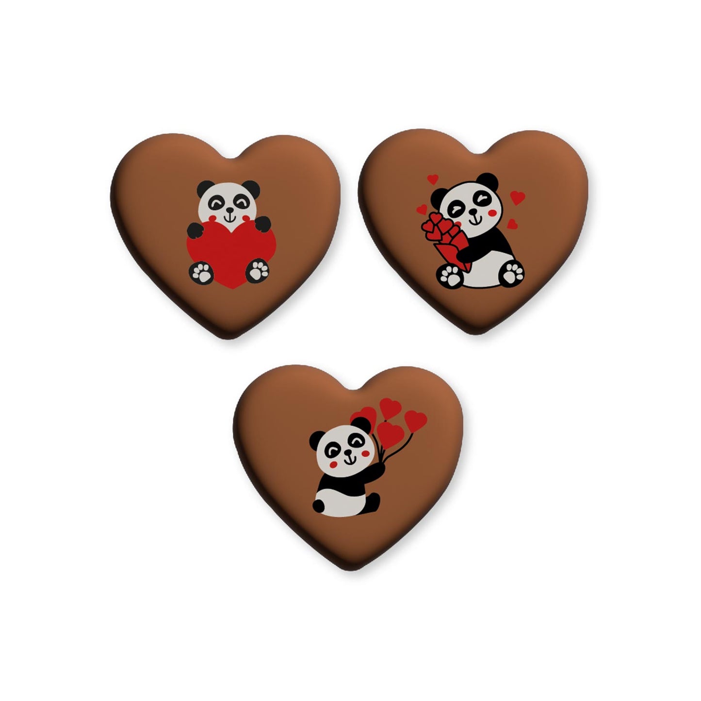 CORAÇÕES DE URSO PANDA SORTIDOS CHOCOLATE DE LEITE 50X44MM