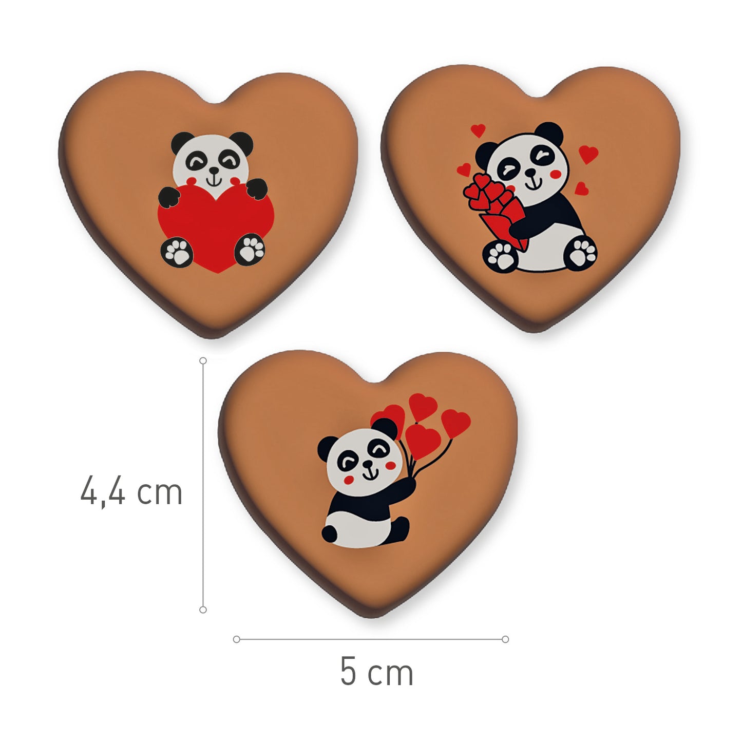 CORAÇÕES DE URSO PANDA SORTIDOS CHOCOLATE DE LEITE 50X44MM