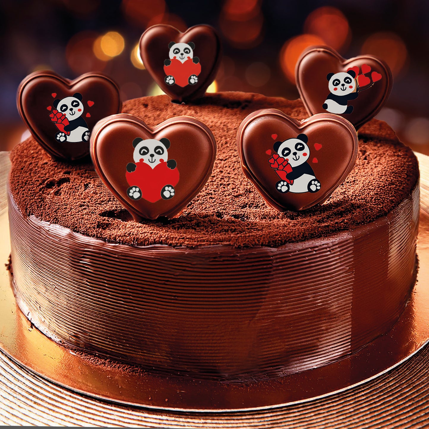 CORAÇÕES DE URSO PANDA SORTIDOS CHOCOLATE DE LEITE 50X44MM