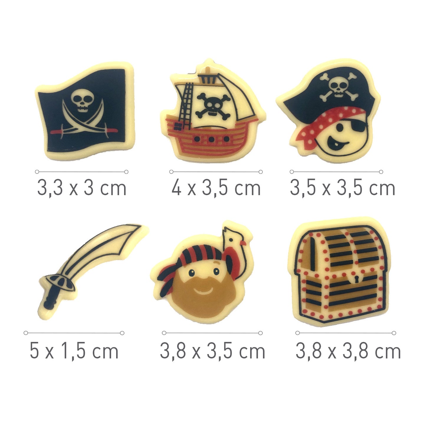ASSORTED WHITE CHOCOLATE PIRATES 39MM