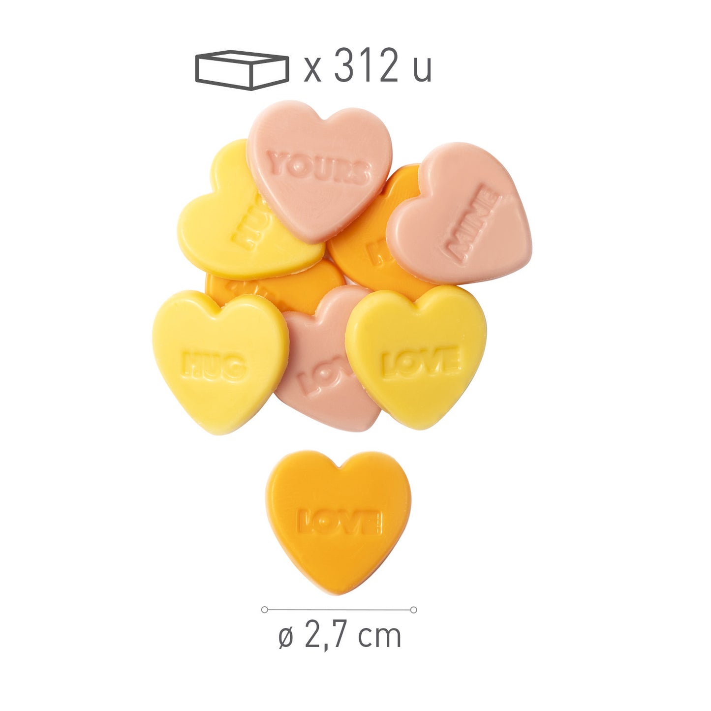 MENSAGENS DE AMOR EM CORAÇÃO DE CHOCOLATE SORTIDO Ø 27MM