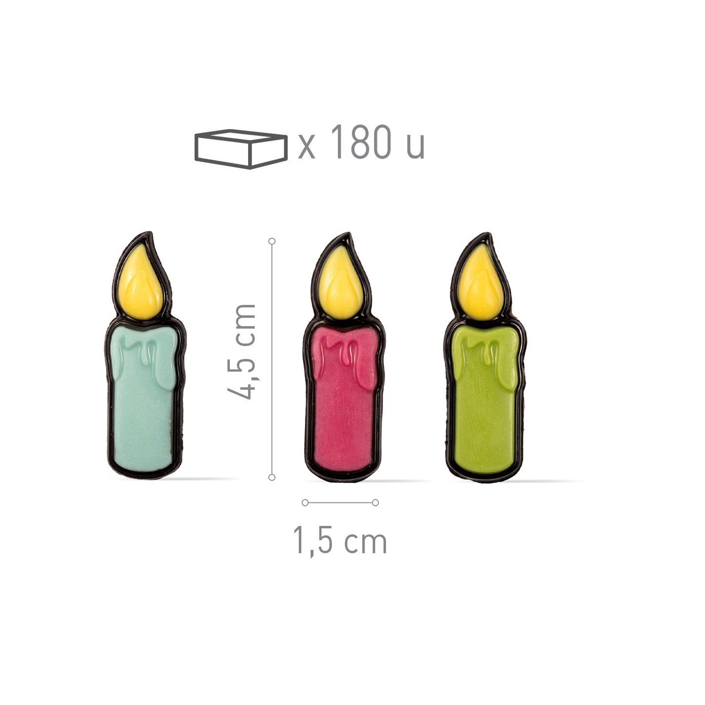 BOUGIES ASSORTIES CHOCOLAT COMIQUE 15X45MM