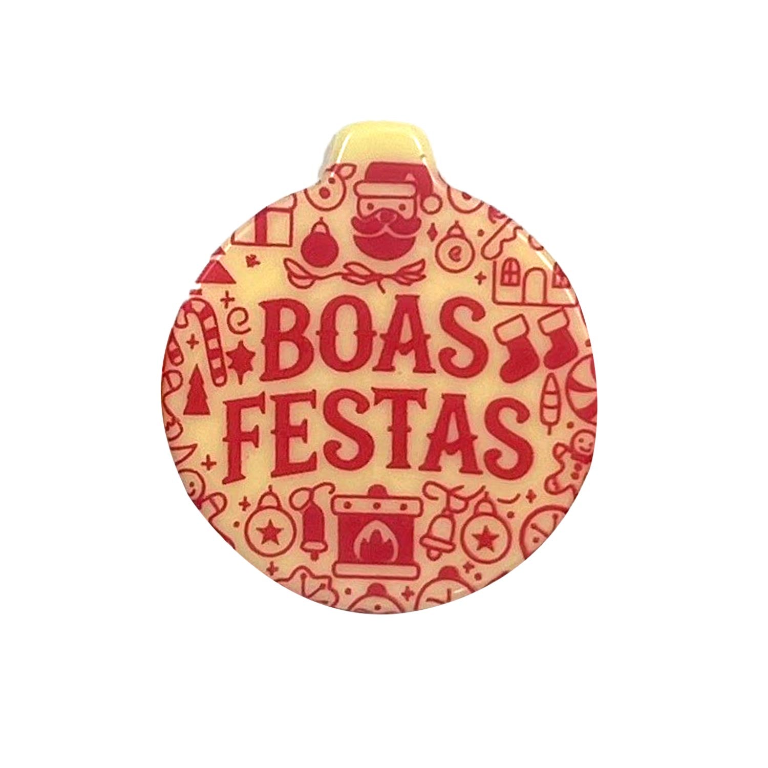 LETRERO CHOCOLATE BLANCO BOAS FESTAS 39X45MM
