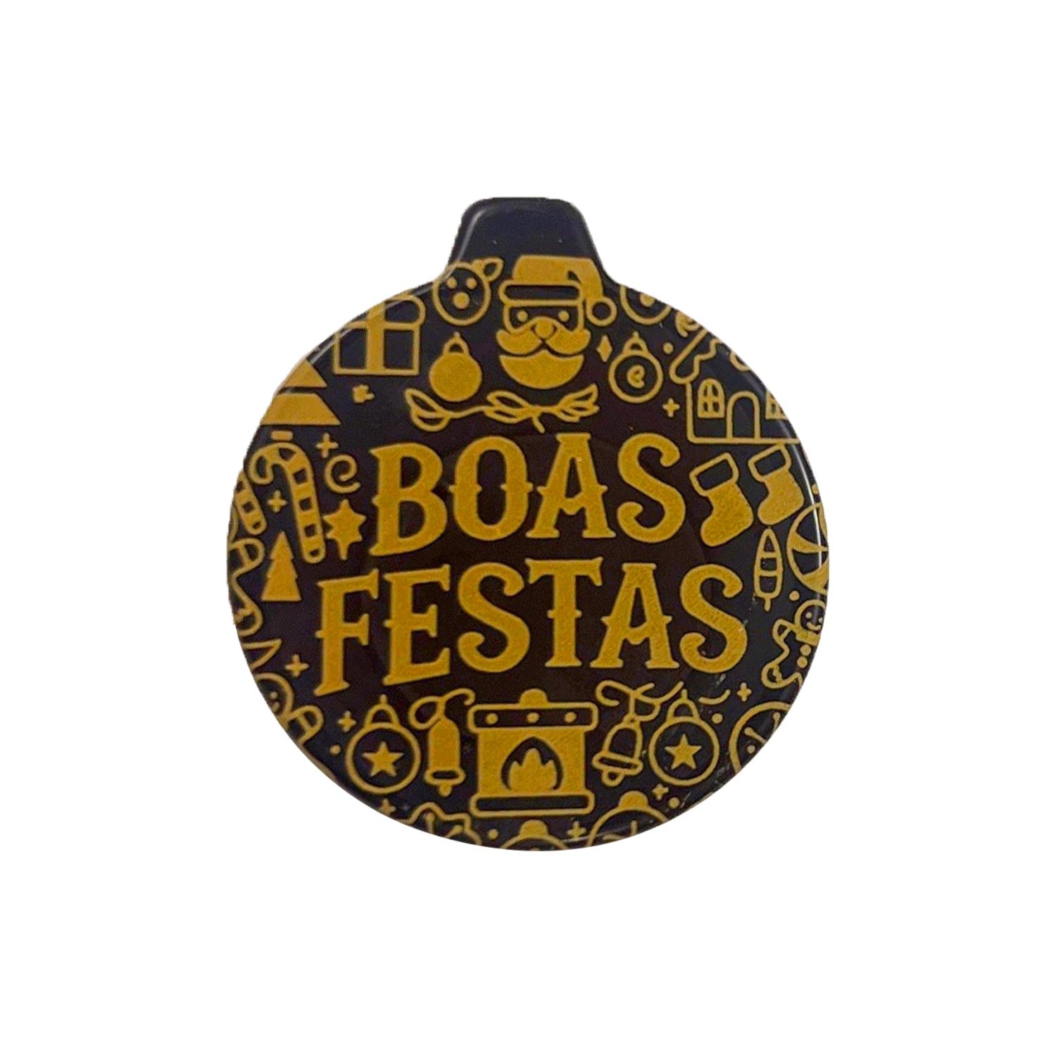 PANNEAU BOAS FESTAS CHOCOLAT NOIR 39X45MM