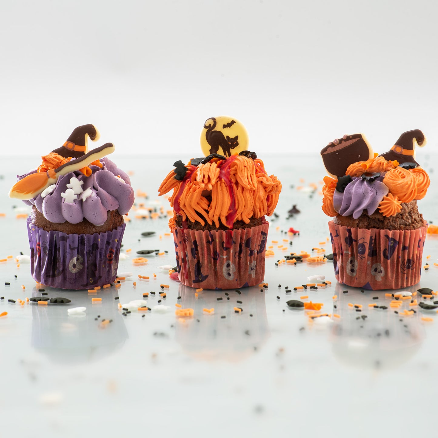 SORTIDO VASSOURA DE HALLOWEEN, ABÓBORA, GATO -35MM APROX