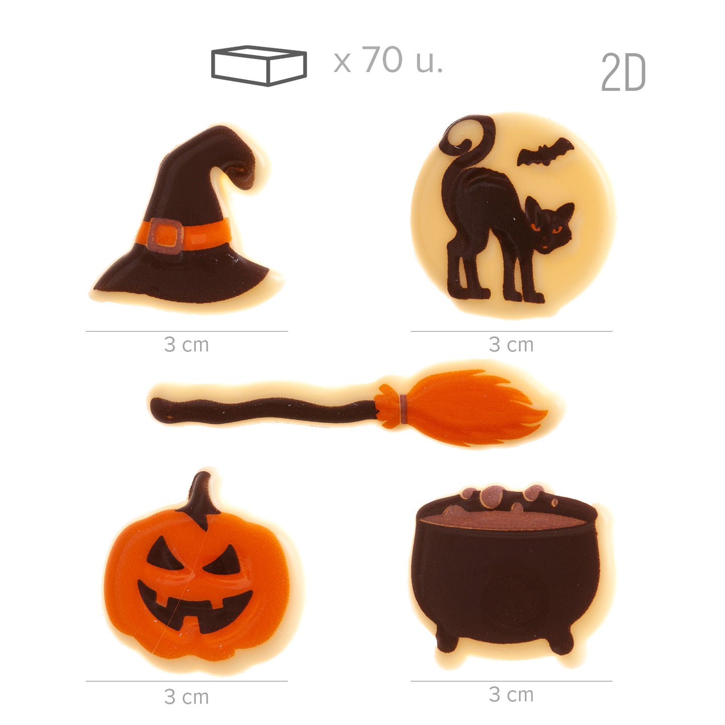 ASSORTIMENT BALAI HALLOWEEN, CITROUILLE, CHAT -35MM APPROX