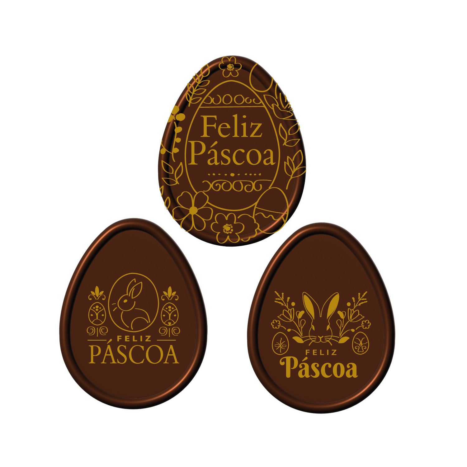 LETRERO CHOCO NEGRO FELIZ PASCUA PORTUGAL 40x52 MM - 54 UDS