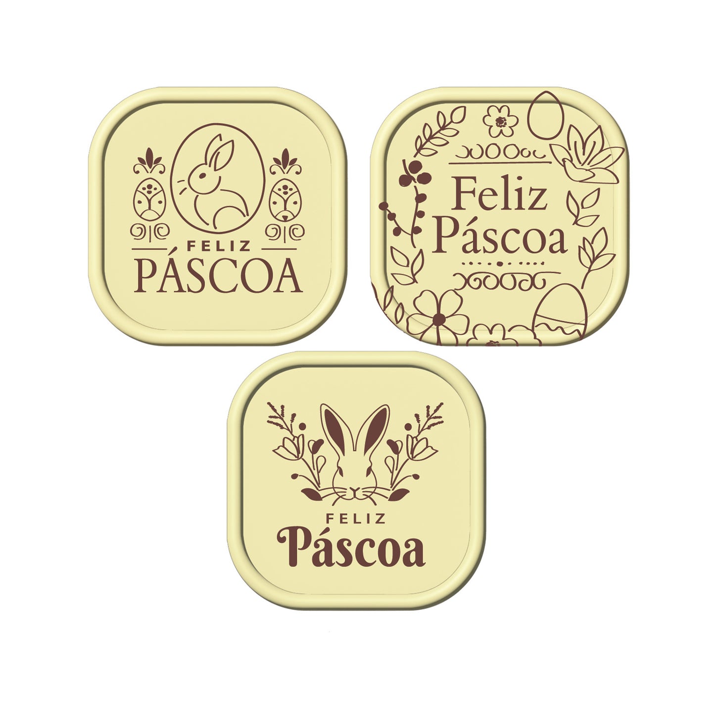 PLACA CHOCO BLANCO FELIZ PASCUA PORTUGAL 49 X 49 MM 45 UDS