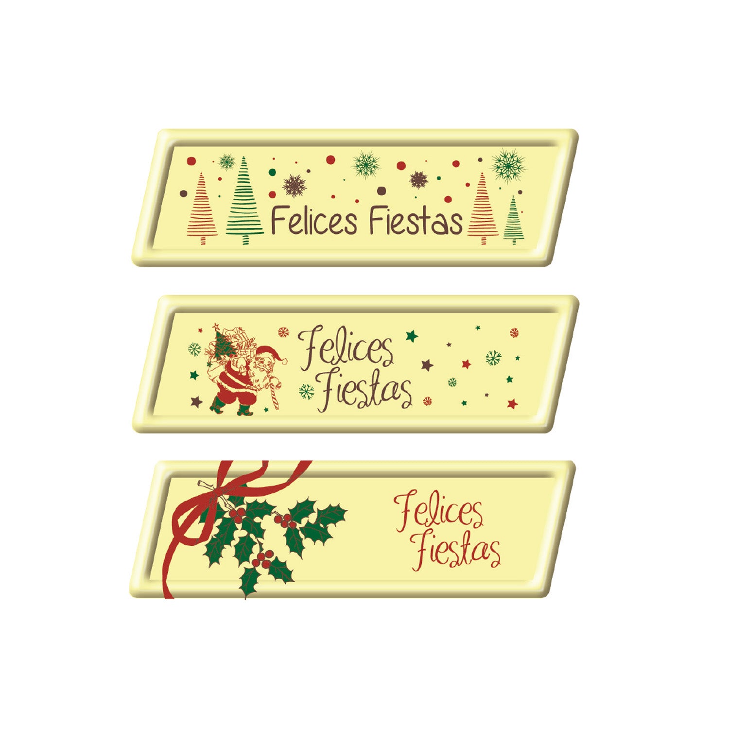 LETRERO SURTIDO FELICES FIESTAS CHOCO BLANCO 66 UDS