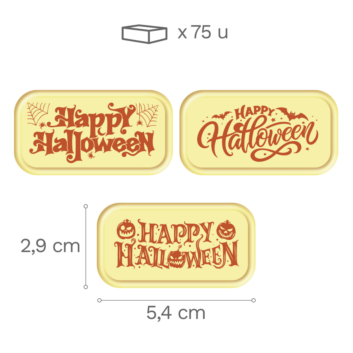 PANNEAU CHOCOLAT BLANC ASSORTI HAPPY HALLOWEEN 75 PIÈCES