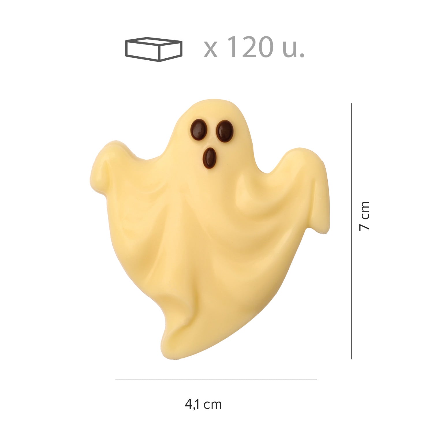 DECORAÇÃO CHOCOLATE BRANCO FANTASMA HALLOWEEN 120 UNIDADES