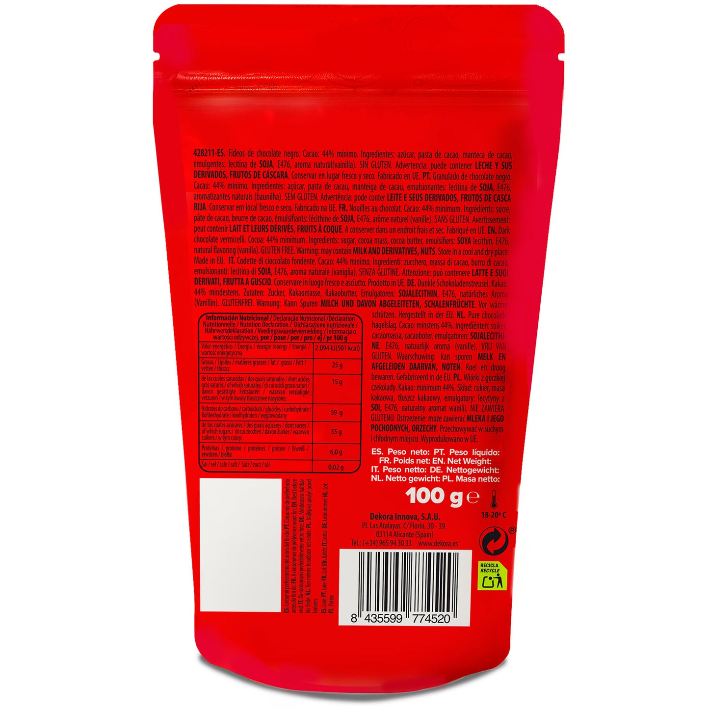 FIDEOS DE CHOCOLATE 100 GR