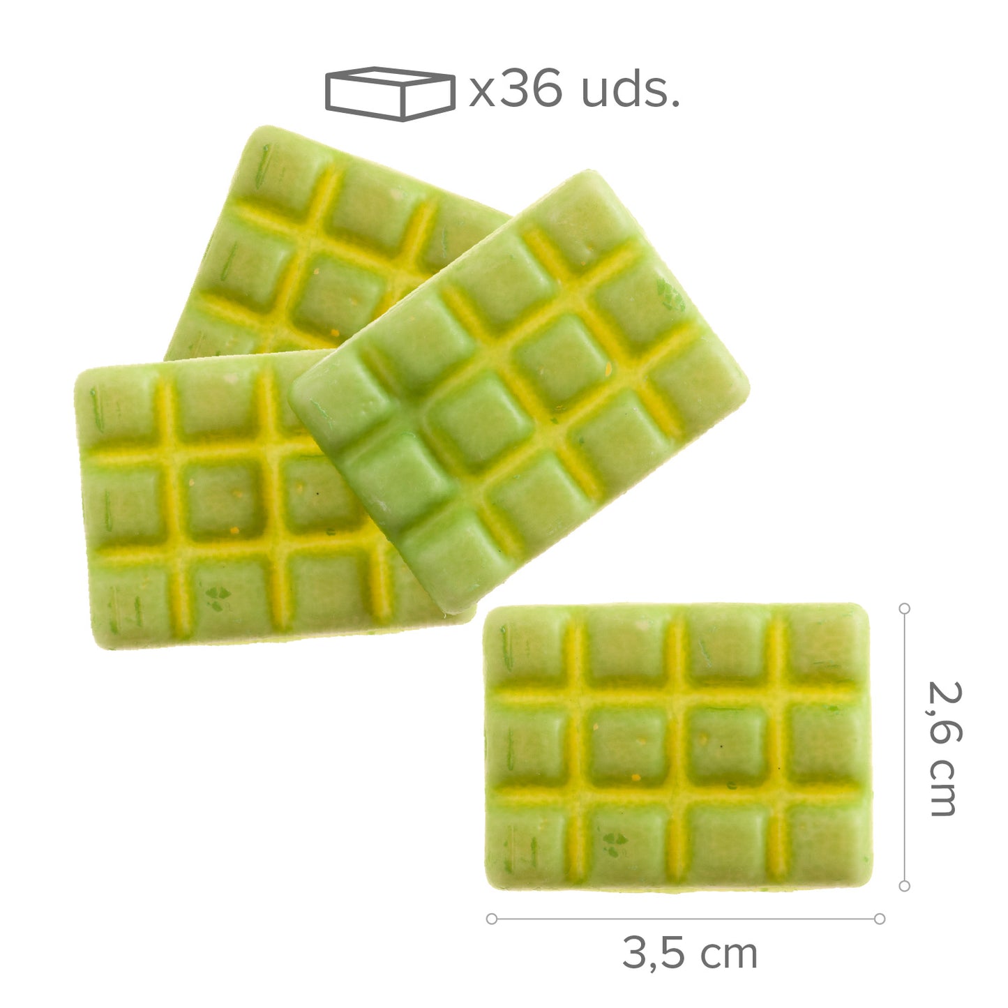  TABLETTE CHOCO BLANCO PISTACHO 35X26MM - 36 UDS