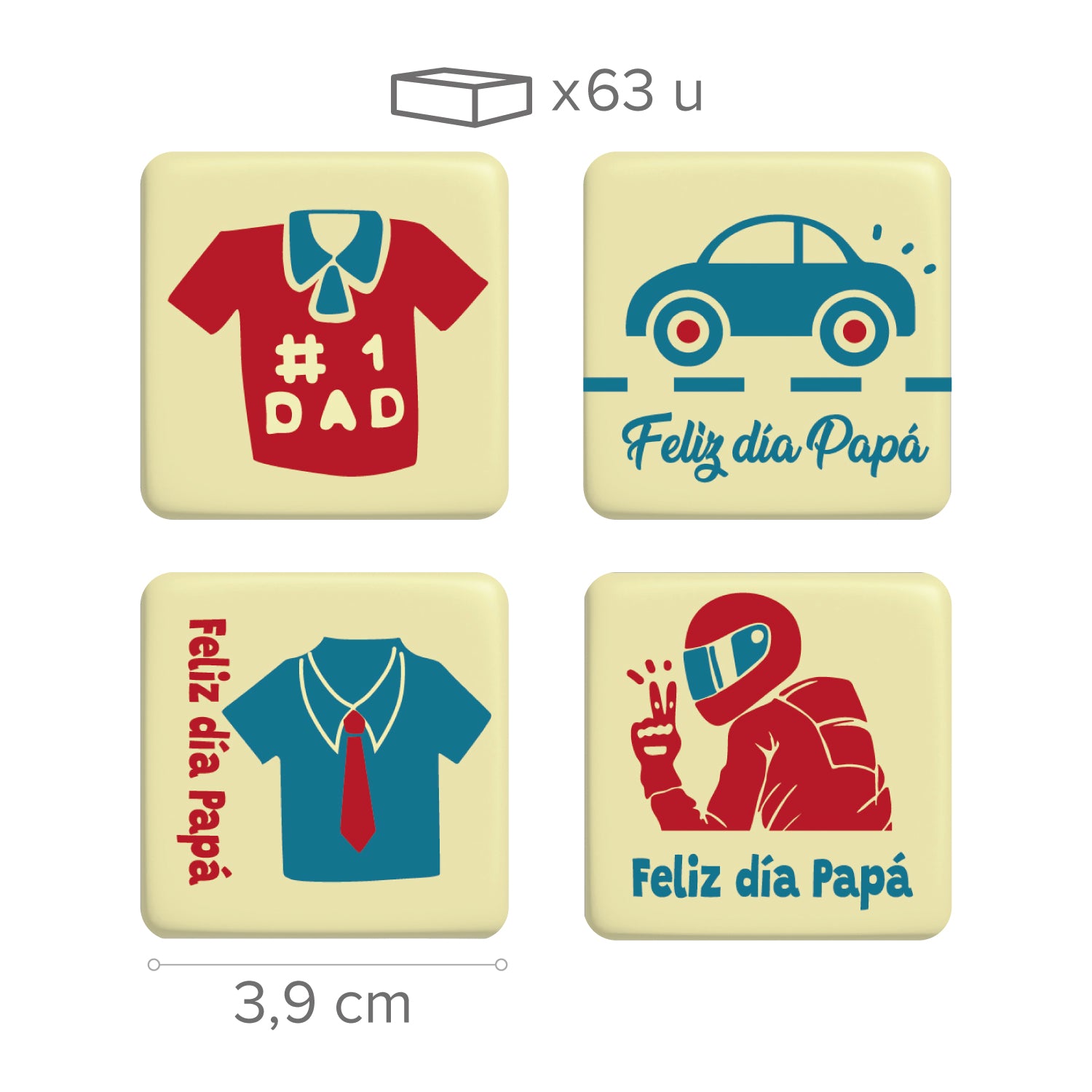  ASSORTED CHOCOLATE HAPPY DADDY'S DAY 39X39 MM - 63 UNITS
