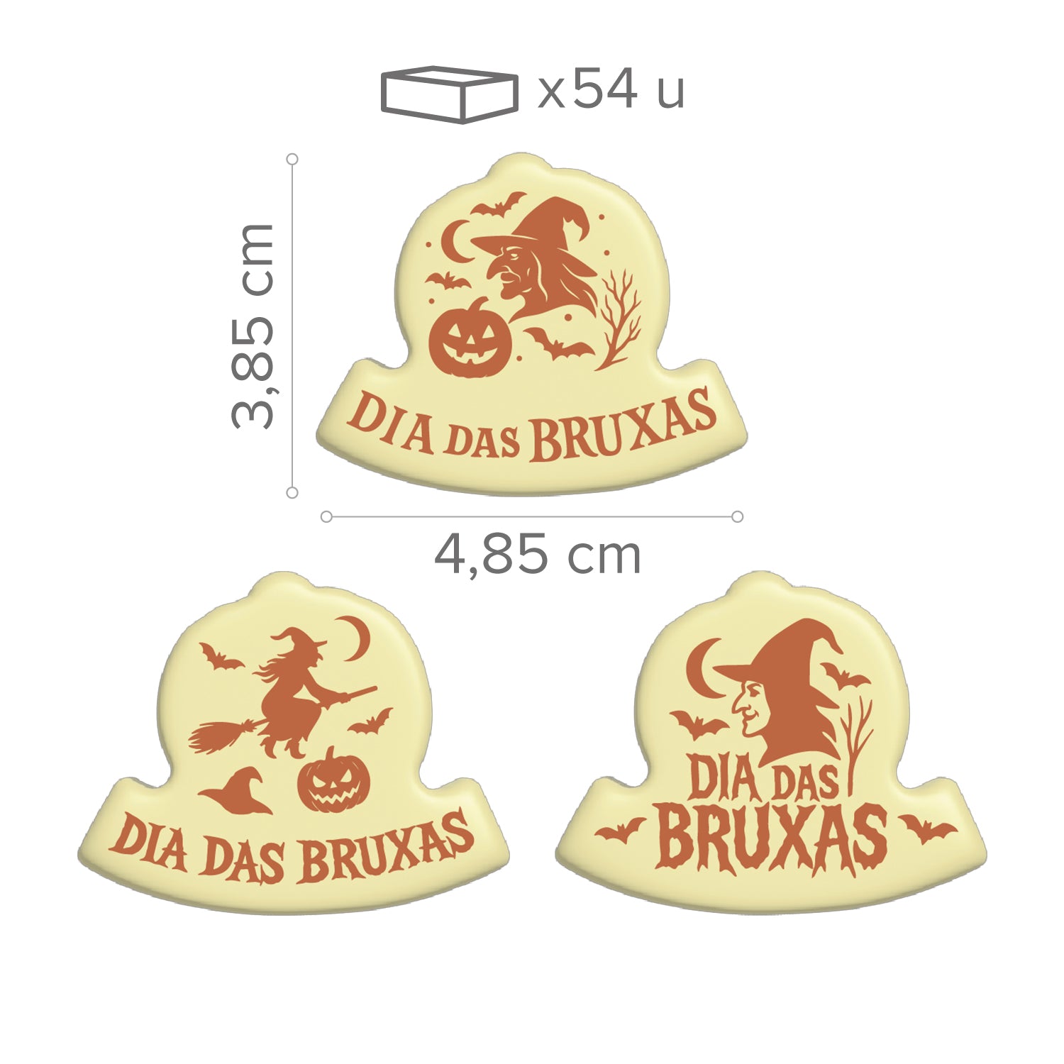 SURTIDO CHOCO BLANCO BRUXAS 3 DISEÑOS 48,5X38,5MM - 63 UDS