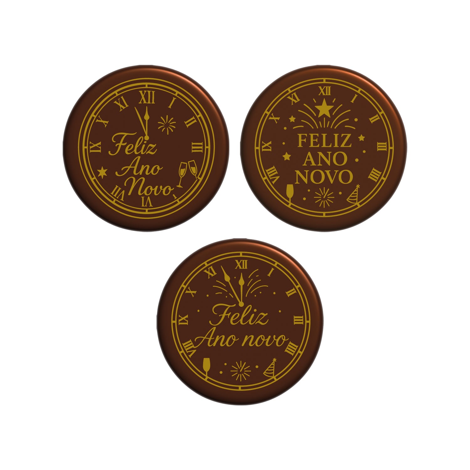 ASSORTIS CHOCO NEGRO FELIZ ANO NOVO Ø5CM - 45 UNITÉS