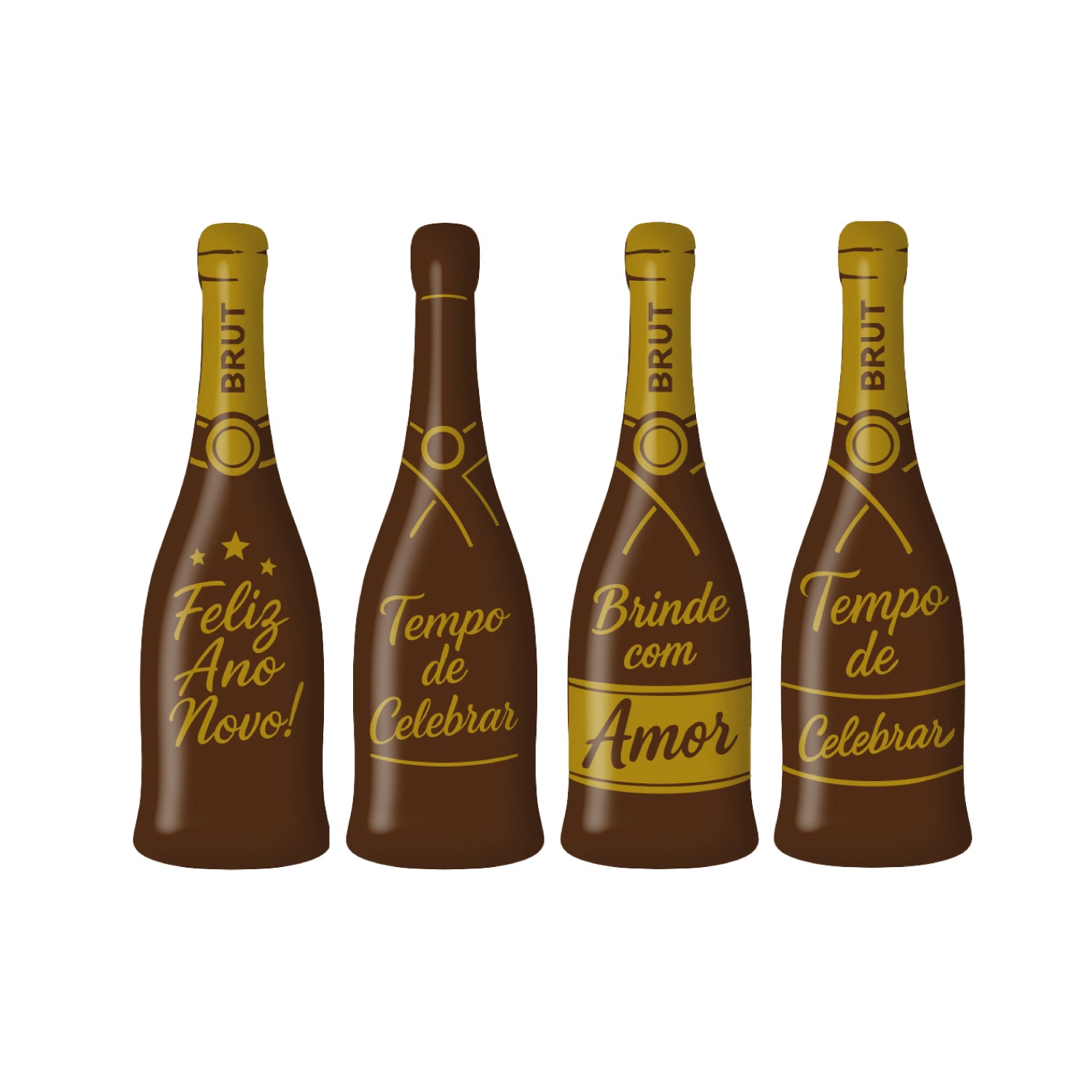 LETRERO CHOCO NEGRO SURTIDO CAVA FELIZ ANO NOVO 4 MOD 48UDS